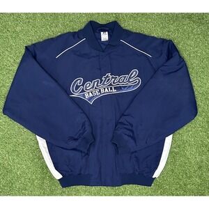 Vintage Russell MLB Central Baseball Jacket Navy White Zip‎ XL 90s Rare